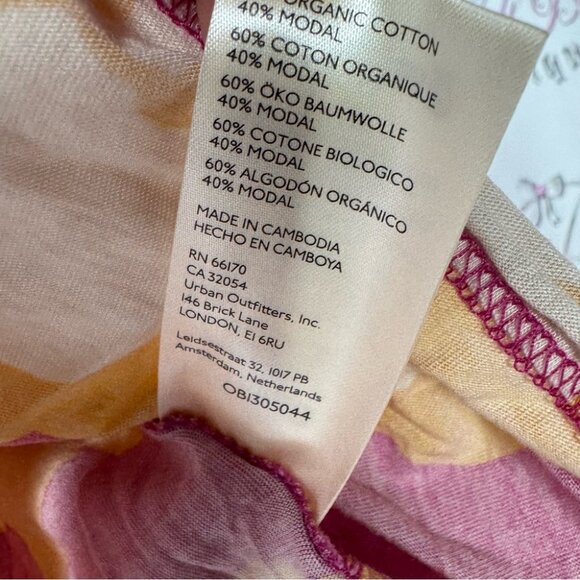 Maeve by Anthropologie tshirt floral psychedelic orange pink white ruffle frills - Picture 6 of 9